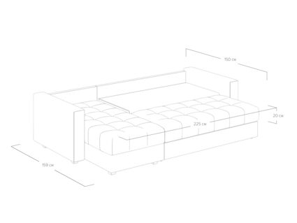 Диван Сонум Megapolis угловой Рогожка пепельный Длина 260 см