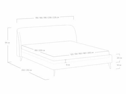 Кровать Сонум Rosa Кашемир Серый 140х190