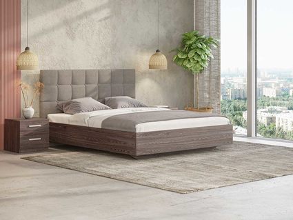 Кровать Сонум Luiza Ясень Анкор + Рогожка Песочная (с подъемным механизмом) 200х190