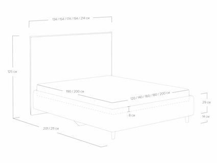 Кровать Сонум Eveline Микровелюр Лаванда (с подъемным механизмом) 160х190