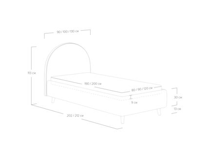 Кровать Сонум Roxy Эвита латте (с подъемным механизмом) 90х200