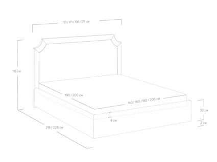 Кровать Сонум Eliot Микровелюр Кремовый (с подъемным механизмом) 140х190